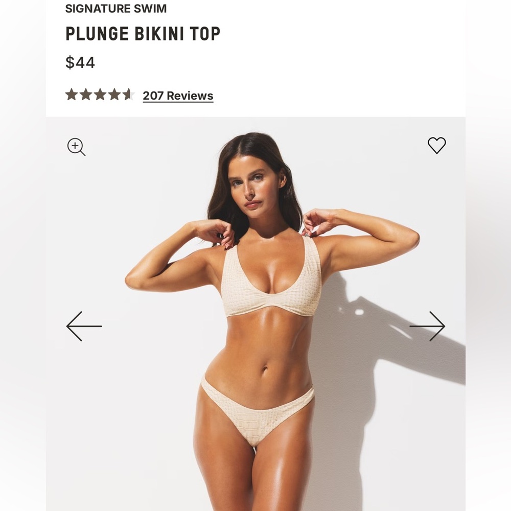 SKIMS Signature Swim Plunge Bikini Top in Cream (top only)